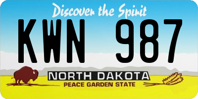 ND license plate KWN987