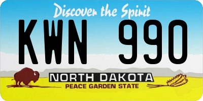 ND license plate KWN990