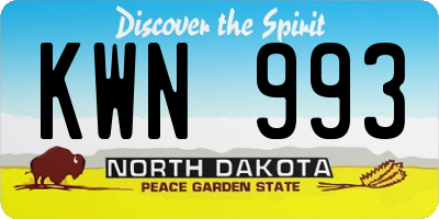 ND license plate KWN993