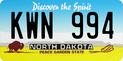 ND license plate KWN994