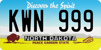 ND license plate KWN999