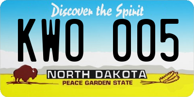 ND license plate KWO005