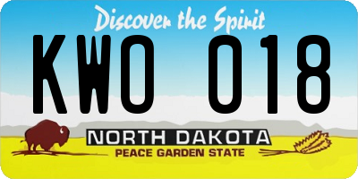 ND license plate KWO018