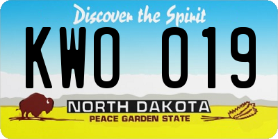 ND license plate KWO019