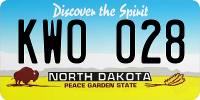 ND license plate KWO028