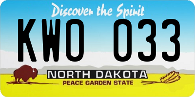 ND license plate KWO033