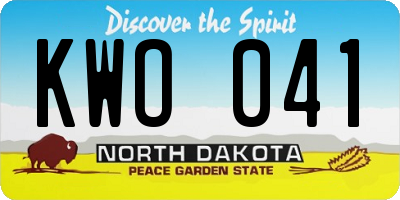 ND license plate KWO041