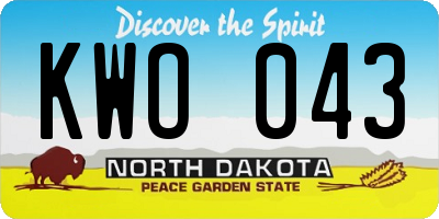 ND license plate KWO043