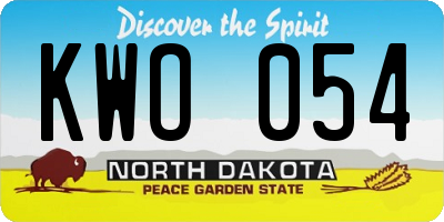 ND license plate KWO054
