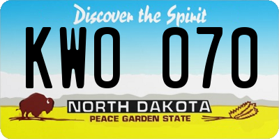 ND license plate KWO070