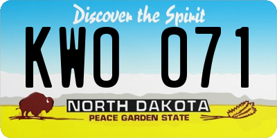 ND license plate KWO071