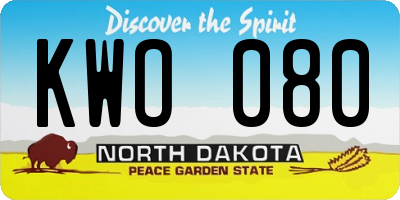 ND license plate KWO080