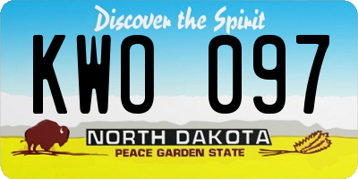 ND license plate KWO097