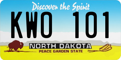 ND license plate KWO101