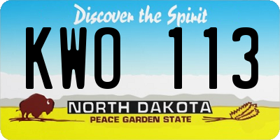 ND license plate KWO113