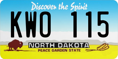ND license plate KWO115