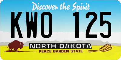 ND license plate KWO125