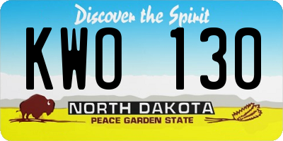 ND license plate KWO130