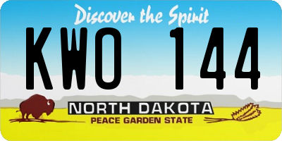 ND license plate KWO144