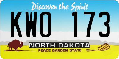 ND license plate KWO173