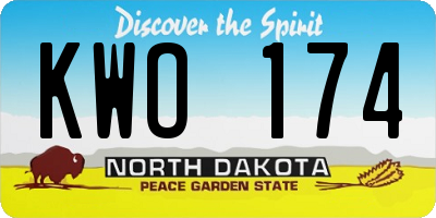 ND license plate KWO174