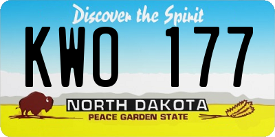 ND license plate KWO177
