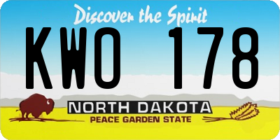 ND license plate KWO178