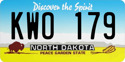ND license plate KWO179