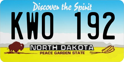 ND license plate KWO192