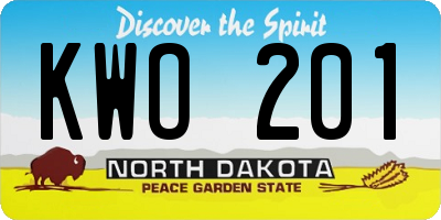 ND license plate KWO201