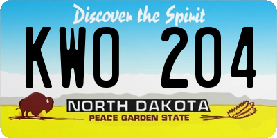 ND license plate KWO204