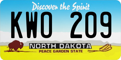 ND license plate KWO209