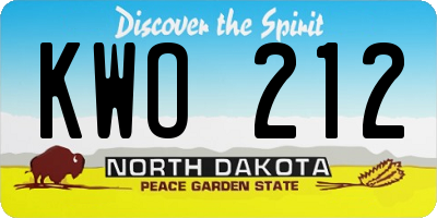 ND license plate KWO212