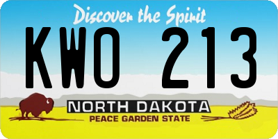 ND license plate KWO213