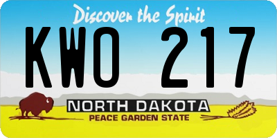 ND license plate KWO217