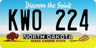 ND license plate KWO224