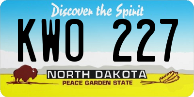 ND license plate KWO227