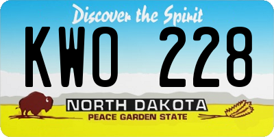 ND license plate KWO228