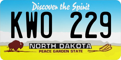 ND license plate KWO229