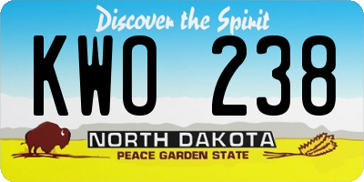 ND license plate KWO238