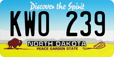 ND license plate KWO239
