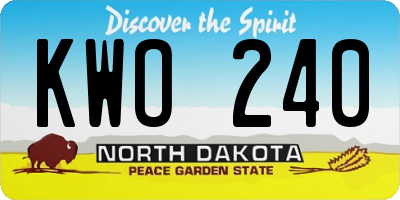 ND license plate KWO240