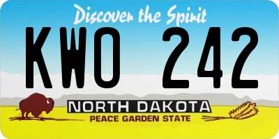 ND license plate KWO242