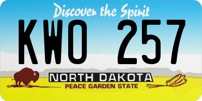 ND license plate KWO257