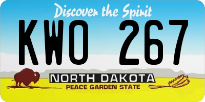 ND license plate KWO267