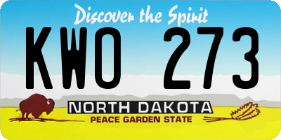 ND license plate KWO273