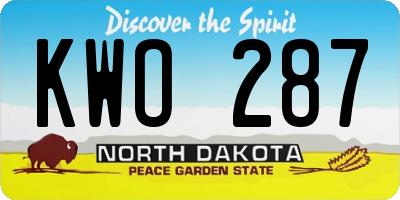 ND license plate KWO287
