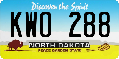 ND license plate KWO288