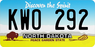 ND license plate KWO292