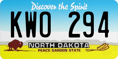 ND license plate KWO294